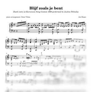 Blijf zoals je bent (Eurovisión 1989) - partitura de arreglo para piano