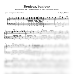 Bonjour, bonjour (Eurovisión 1969) - partitura de arreglo para piano