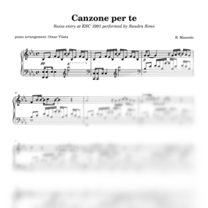 Canzone per te (Eurovisión 1991) - partitura de arreglo para piano