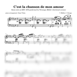 C'est la chanson de mon amour (Eurovisión 1972) - partitura de arreglo para piano