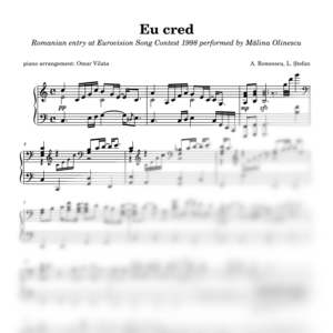 Eu cred (Eurovisión 1998) - partitura de arreglo para piano