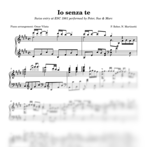 Io senza te (Eurovisión 1981) - partitura de arreglo para piano