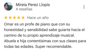 Opinión sobre Omar Vilata como profesor de piano Mireia