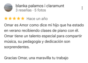 Opinión sobre Omar Vilata como profesor de piano Blanka
