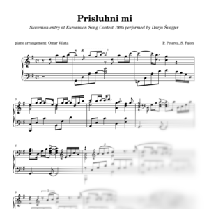 Prisluhni mi (Eurovisión 1995) - partitura de arreglo para piano