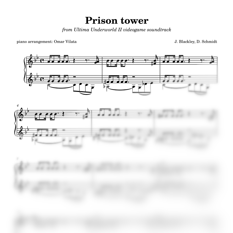 Prison Tower (Ultima Underworld II) - partitura de arreglo para piano