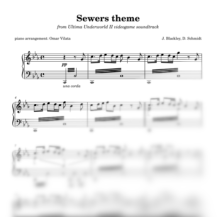 Sewers theme (Ultima Underworld II) - partitura de arreglo para piano