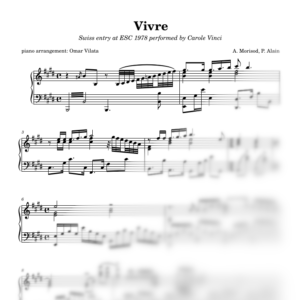 Vivre (Eurovisión 1978) - partitura de arreglo para piano